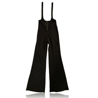 90s Suspender Style Jumpsuit Black Jumper // Bell Bottoms // Size Medium 
