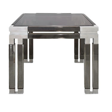 Paul Lazlo Chic Side Table in Smoke Lucite and Chrome 1983