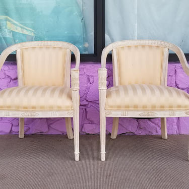 1960's Hollywood Regency  Carved Wood  Club Accent Arm Chairs A Pair. 