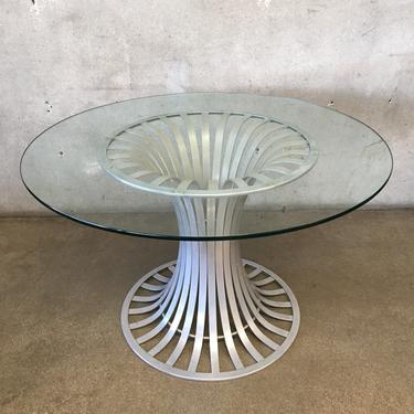 Vintage Mid Century Russell Woodard Aluminum and Glass Dining Table