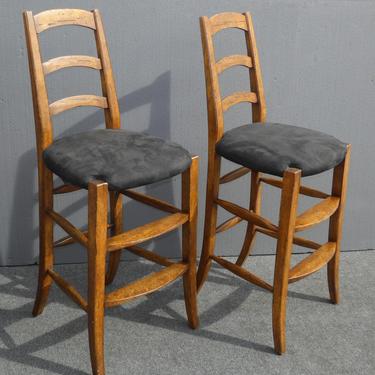 Pair Vintage French Country Black BAR STOOLS by Minton Spidell 