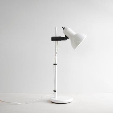Vintage White Metal Desk Lamp, Adjustable Enamel Desk Lamp 