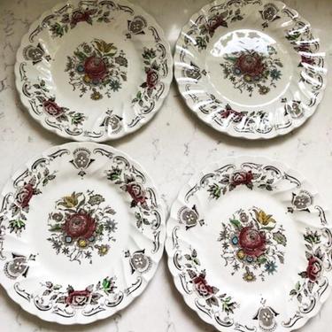 4 Piece of Vintage Bread and Butter Plates Circa 1950s - Floral Bouquet Pattern made by Franciscan in Staffordshire  Made in England by LeChalet