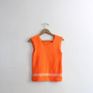 Neon Orange 70s Pattern Sweater 