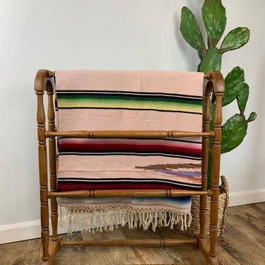 Vintage Quilt Stand Blanket Rack Solid Oak 