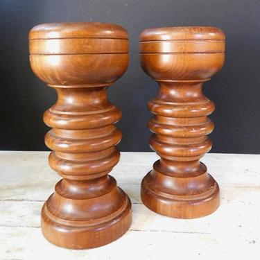 Rustic Wooden Candlesticks (set of two)