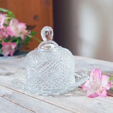 Cut glass cheese dish / vintage cut glass Avon covered dish / domed butter dish / cheese keeper / glass butter keeper / cottage serving dish 