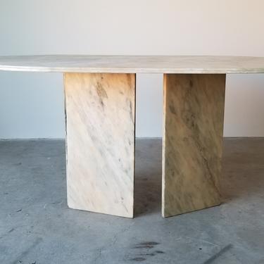 Postmodern Italian Marble Oval Dining Table 