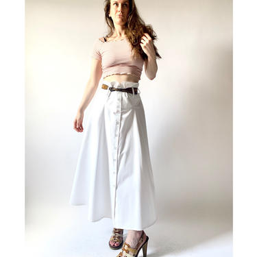 1970s skirt vintage 70s high waist white denim skirt w35 