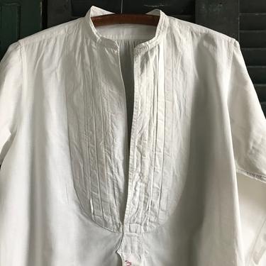 Edwardian French Mens Dress Shirt, Fine Quality White Cotton,  French Farmhouse 