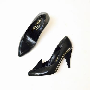 80s Vintage High Heels Size 5 1/2 Black High Heel Pumps by Charles Jourdan Made in France Size 5 1/2 Black Pumps 