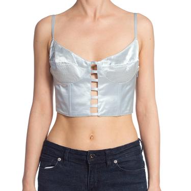 1990's-baby Blue Satin Gianni Versace Bra Top Buster Size: S 