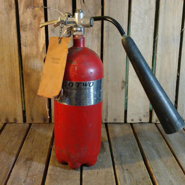 Small Fire Extinguisher, Co-Two Vintage Red Fire Extinguisher 