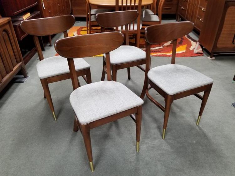 Set of four Mid-Century Modern walnut dining chairs