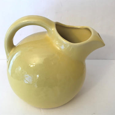 Vintage Sunny Yellow  Ball Jug Pitcher- Unmarked- Star Design 