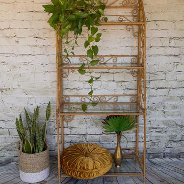 SHIPPING NOT FREE!!! Vintage Metal-Wicker Bookcase/ Hutch (no glass shelves) 