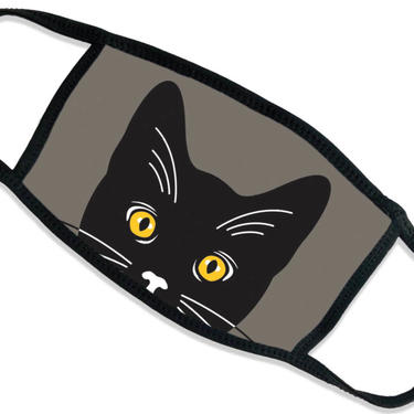 Adult Face Mask Cover: Yellow Eyed Black Cat