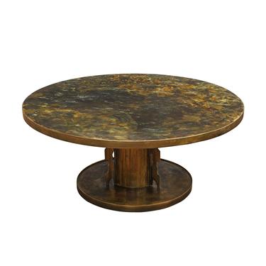 Philip & Kelvin Laverne Round Coffee Table in Patinated Bronze (Signed)