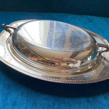 Silver Plated Covered Oval Serving Dish 