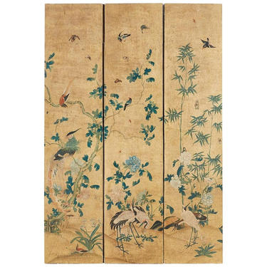 Continental Painted Chinoiserie Wallpaper Screen with Decoupage by ErinLaneEstate