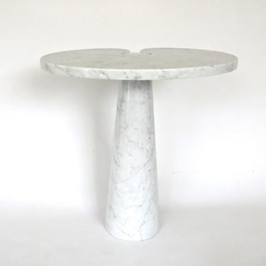 Angelo Mangiarotti Eros Series Italian White Carrara Marble Tall Side Table