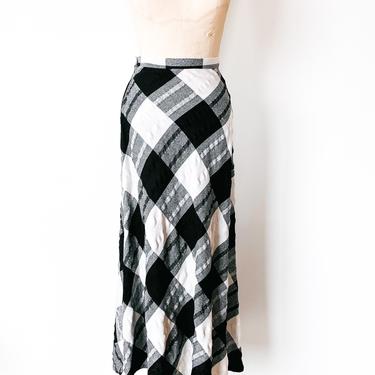 1960s Black & white plaid maxi skirt, sz. XS