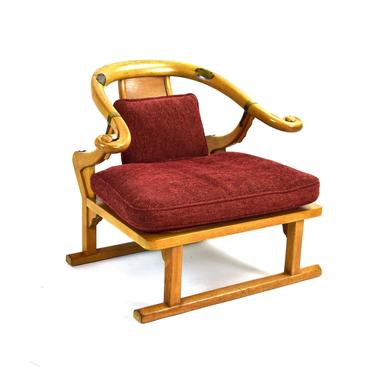Sculptural Vintage Midcentury Asian Horseshoe Chair Baker Far East Collection 