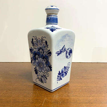 Vintage Delft Blue Royal Delfts Bottle Decanter with Stopper 