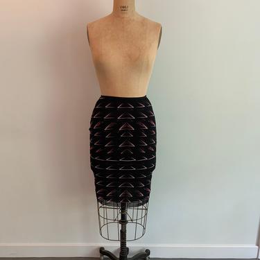Vivienne Tam graphic printed mesh lined skirt 