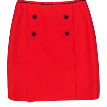 Carlisle Collection - Tomato Red Pencil Skirt w/ Double Button Front Sz 6