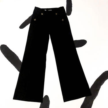90s Vintage Jean Paul Gaultier Black Wool Sailor Pants / Chain Details / Size 6 / Anchor Buttons / High Waist / Wide Leg / y2k / Minimal 