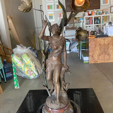 Ernest-Justin Ferrand Female &amp;quot;Coup de Soleil&amp;quot; Zamac Sculpture Table Lamp 