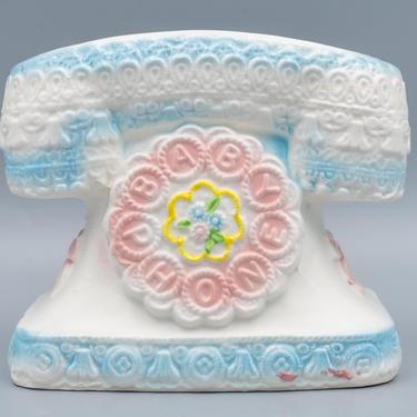 Napcoware Telephone Fake Cake Ceramic Planter | Vintage Birthday Cake Baby Shower Pencil Holder 
