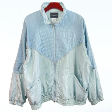Shiny Baby Blue Quilted Windbreaker