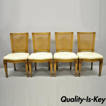 Set of 4 Karges Italian French Provincial Cane Back Fruitwood Dining Side Chairs