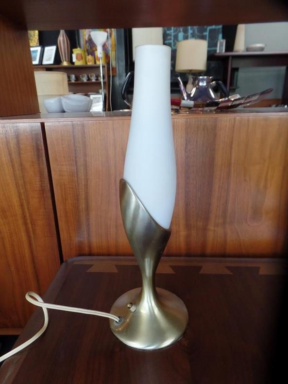 Mid-Century Brass and glass vanity lamp