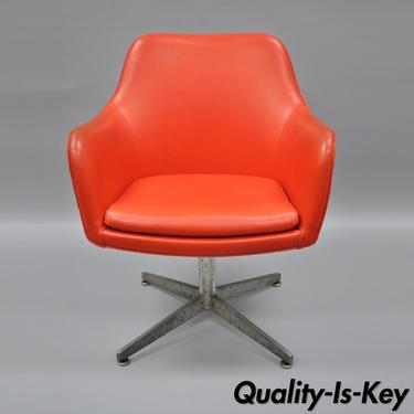 Orange Vinyl Office Desk Chair Vintage Mid Century Modern Armchair by Good Form