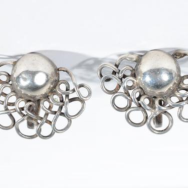 William Spratling Mexican Sterling Silver Earrings Mid Century Modern 