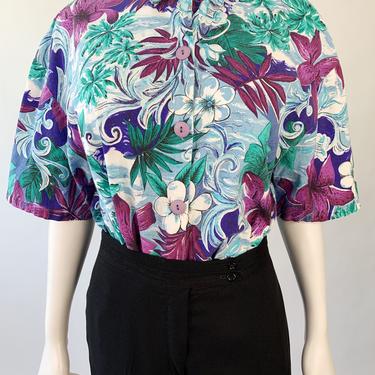 1980's Purple Hawaiian Camp Shirt