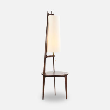 Mid-Century Sculpted Floor Lamp with Side Table