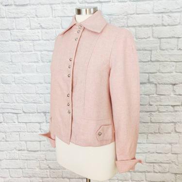Vintage 60s/70s Pink Wool Jacket with Silver Buttons 
