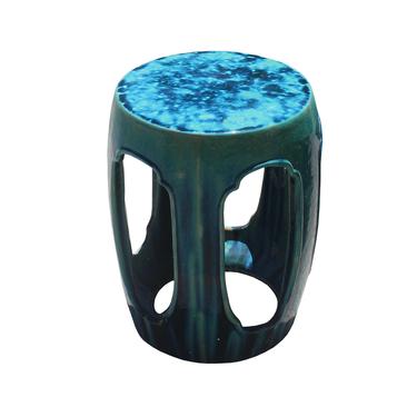 Chinese Round Open Green Ceramic Clay Garden Stool Table cs5818E 