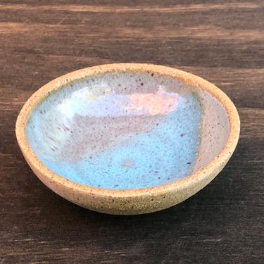 Little Ceramic Bowl - Cross Dipped Speckled Pepper with Glossy &quot;Sea&quot; 