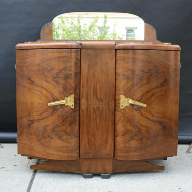 Art Deco cabinet with marble top and mirror 