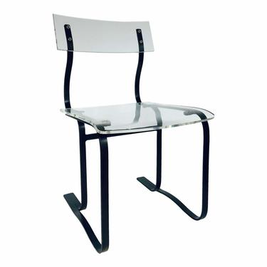 Modern Acrylic and Black Metal Accent Chair