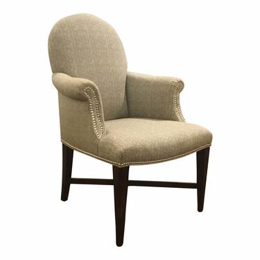Transitional Pearson Chocolate and White Herringbone Side Chair