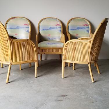 1978 1970's Henry Olko Rattan Dining Chairs - Set of 5 