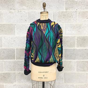 Vintage Coogi Sweater Retro 1980s Unisex Size M + Multi Color + Knit + Long Sleeve + Crew Neck Pullover + Australia + Fall Winter Fashion 