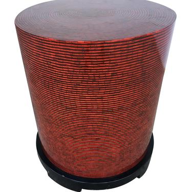 Two-Tone Cubist Style Round Side Table 
