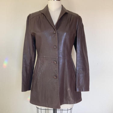 1970s Chocolate brown leather jacket 